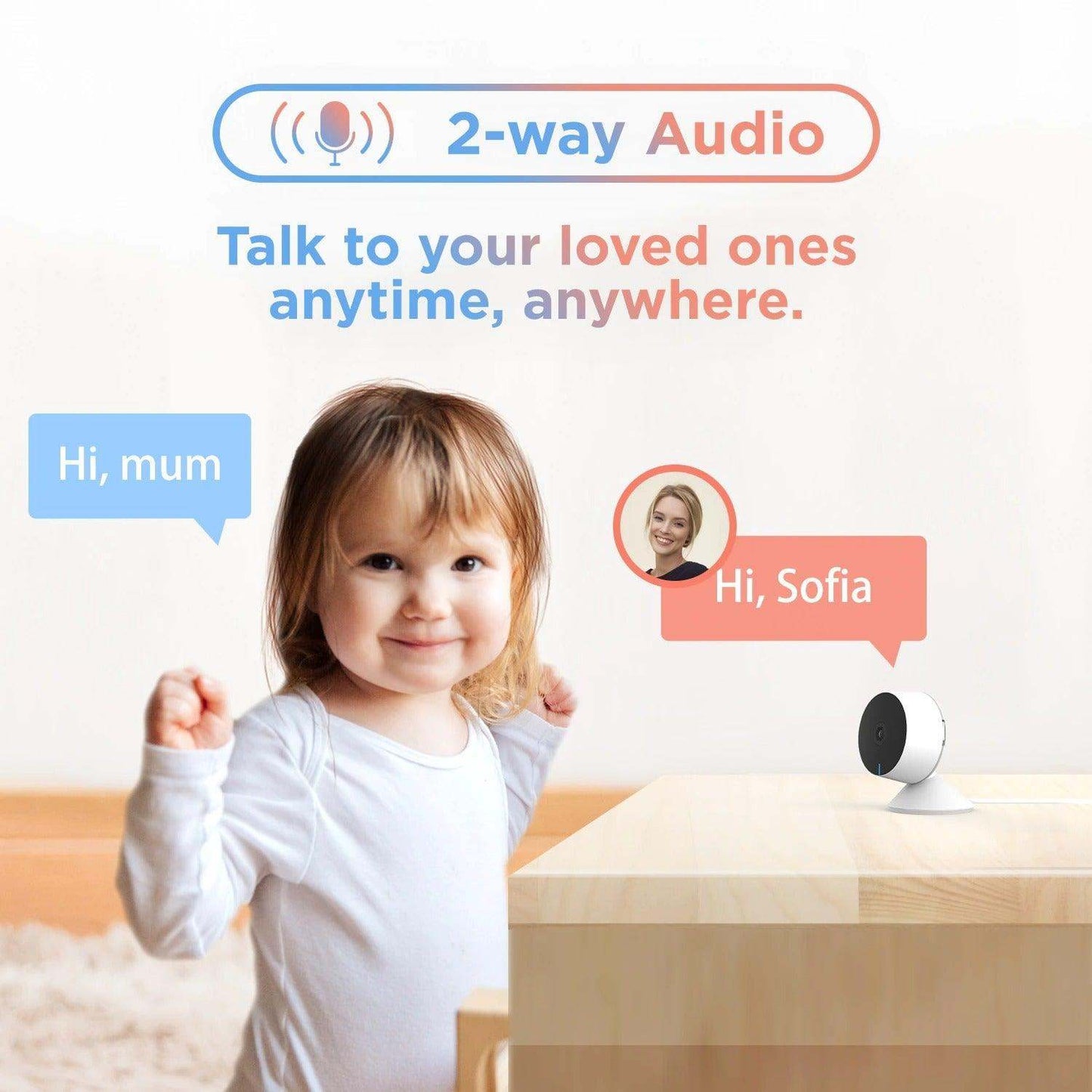 1080P IP Wifi Camera indoor baby monitor with adjustable alerts and cloud storage