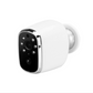 Battery powered WiFi wireless surveillance camera mounted outdoors with night vision LEDs