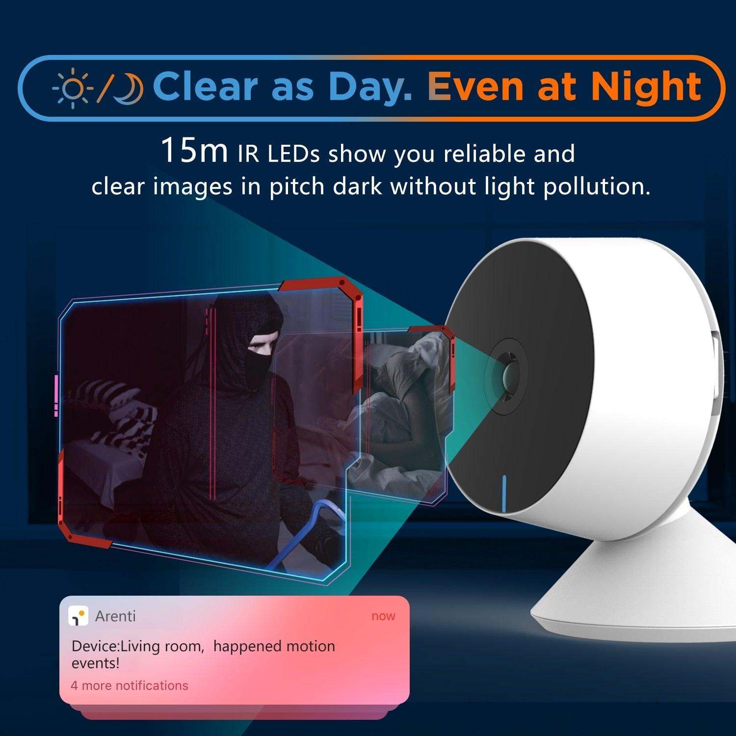 1080P IP Wifi Camera white indoor mini surveillance baby monitor with adjustable alerts and cloud storage