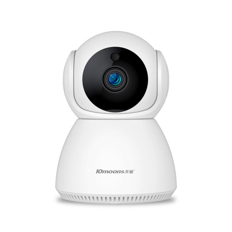 White 360-degree wireless surveillance camera with 1080P resolution and multi-region power supply options