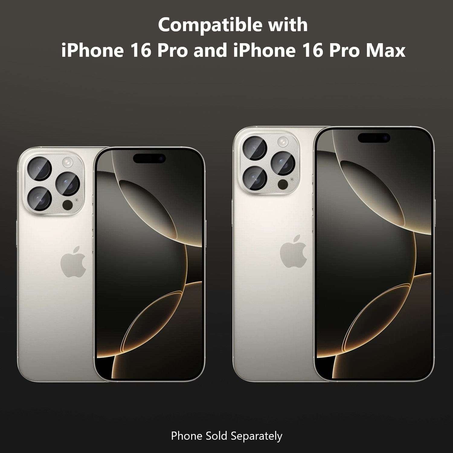 Two-pack SaharaCase camera lens protectors for iPhone 16 Pro/Pro Max with installation kit