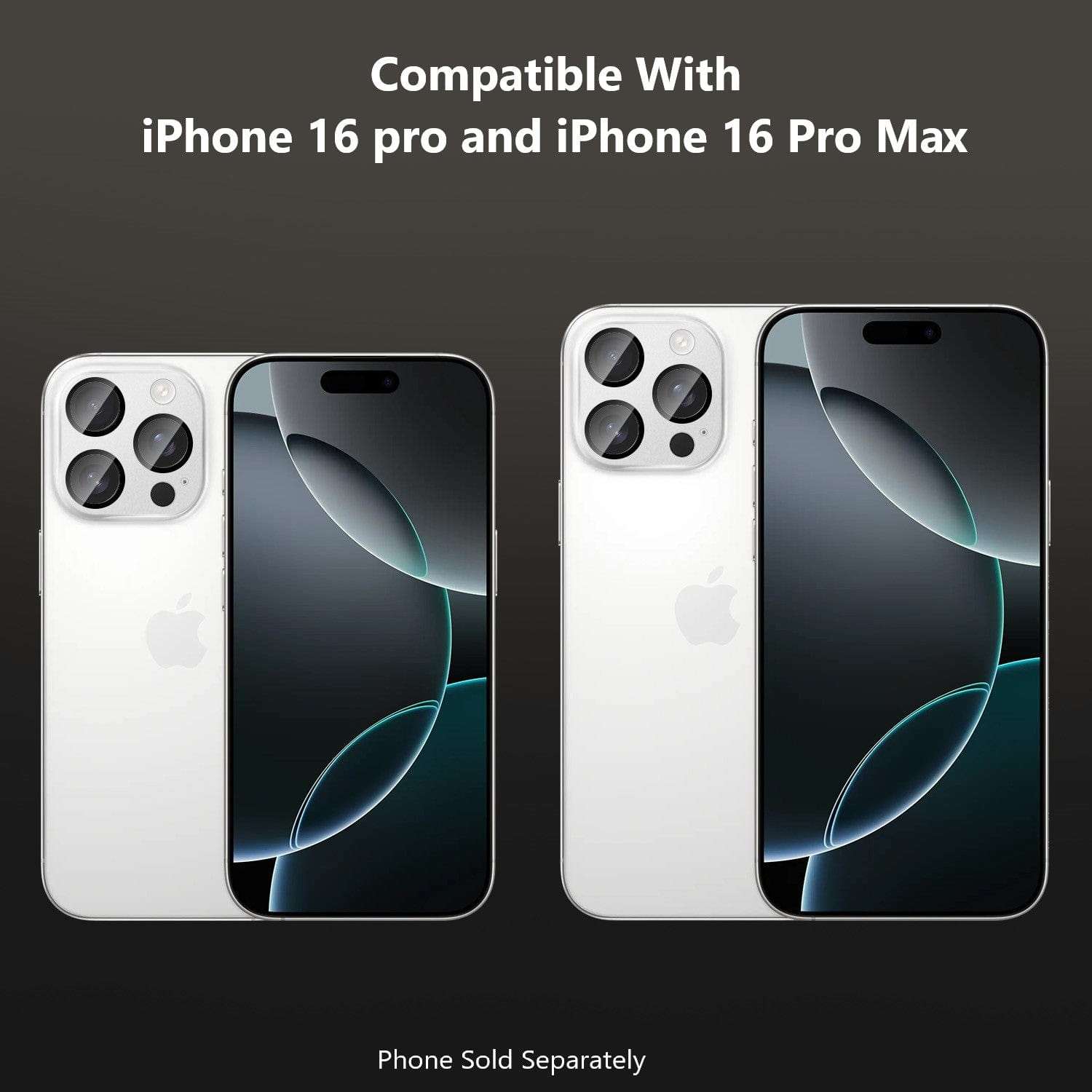 Two-pack SaharaCase camera lens protectors for iPhone 16 Pro and Pro Max with accessories