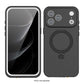 iPhone 17 Pro Max waterproof case with built-in kickstand and clear protective design