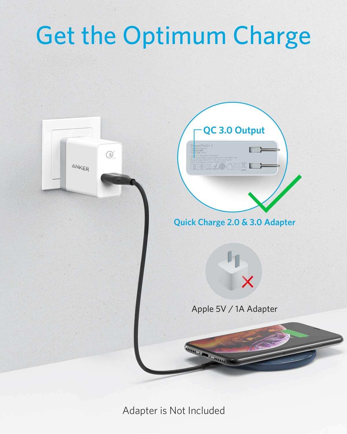 Anker Wireless Charger Pad for fast, convenient charging of phones and earbuds with universal compatibility and through-case charging.
