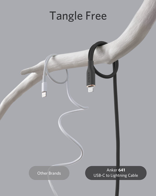 USB-C to Lightning Cable with soft silicone finish, super strong and flexible, MFi certified for fast charging compatible with iPhone and iPad