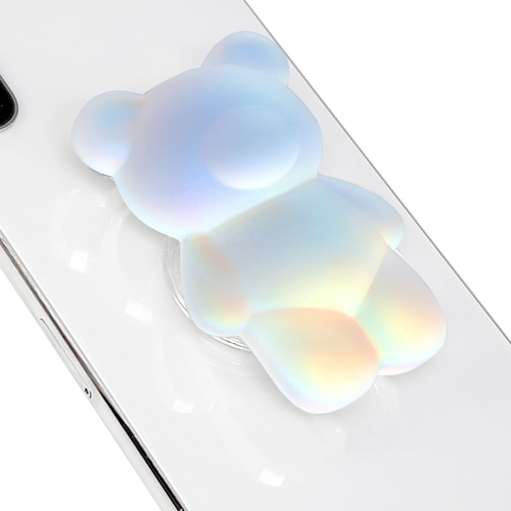 On The Grip Magnetic 3D Gummy Bear Style Expandable Collapsible Mobile Phone Grip Stand Holder for Smartphone Tablet Cell Phone Accessory (Matte Holographic)
