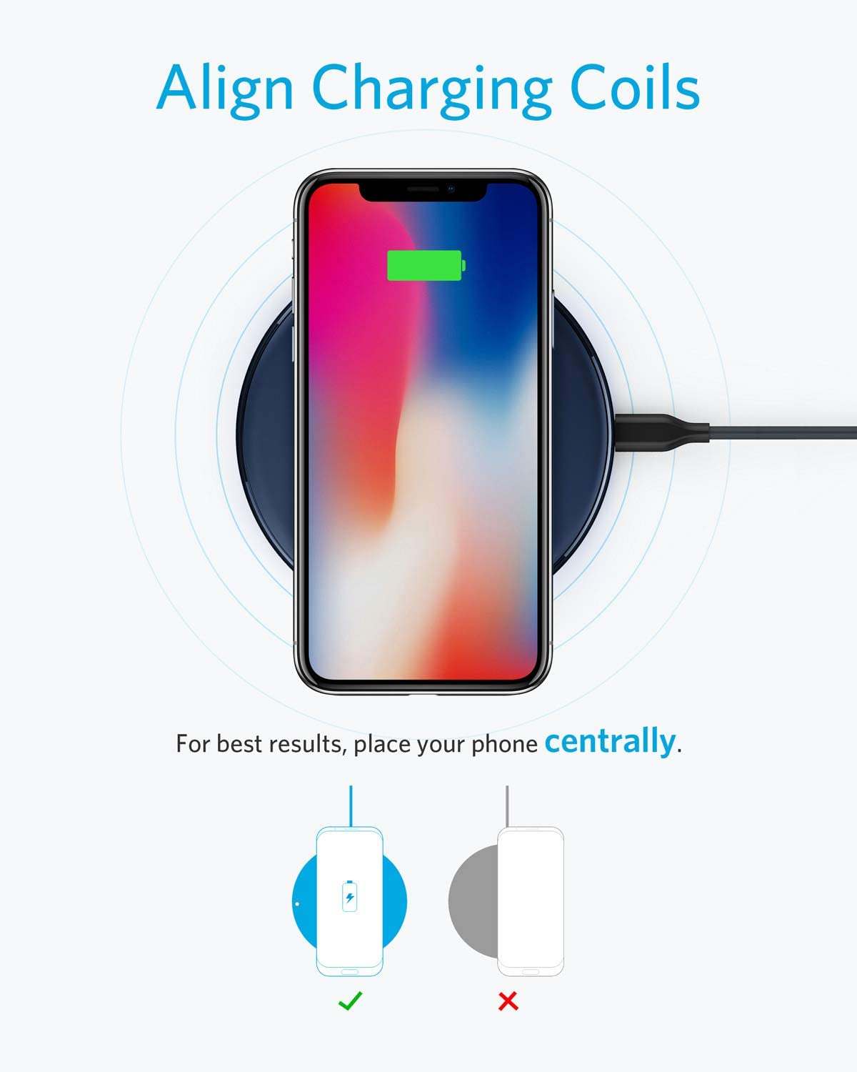 Anker Wireless Charger Pad for fast and convenient charging of phones and earbuds with universal compatibility and through-case charging