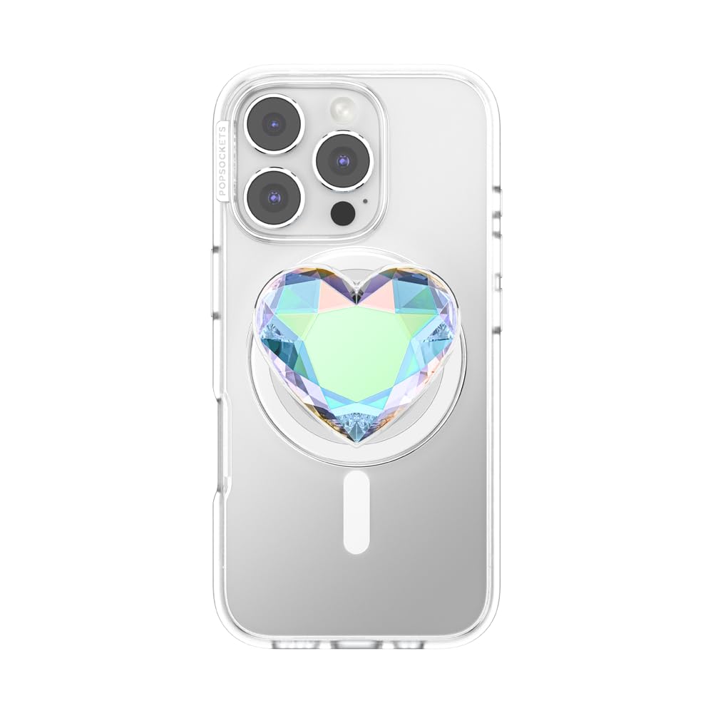 PopSockets Phone Grip for MagSafe, Magnetic Holder, Phone Stand, Heart - Dichroic Heart