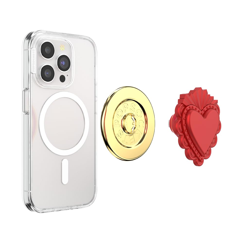 PopSockets Phone Grip for MagSafe, Magnetic Holder, Phone Stand, Heart - Dichroic Heart
