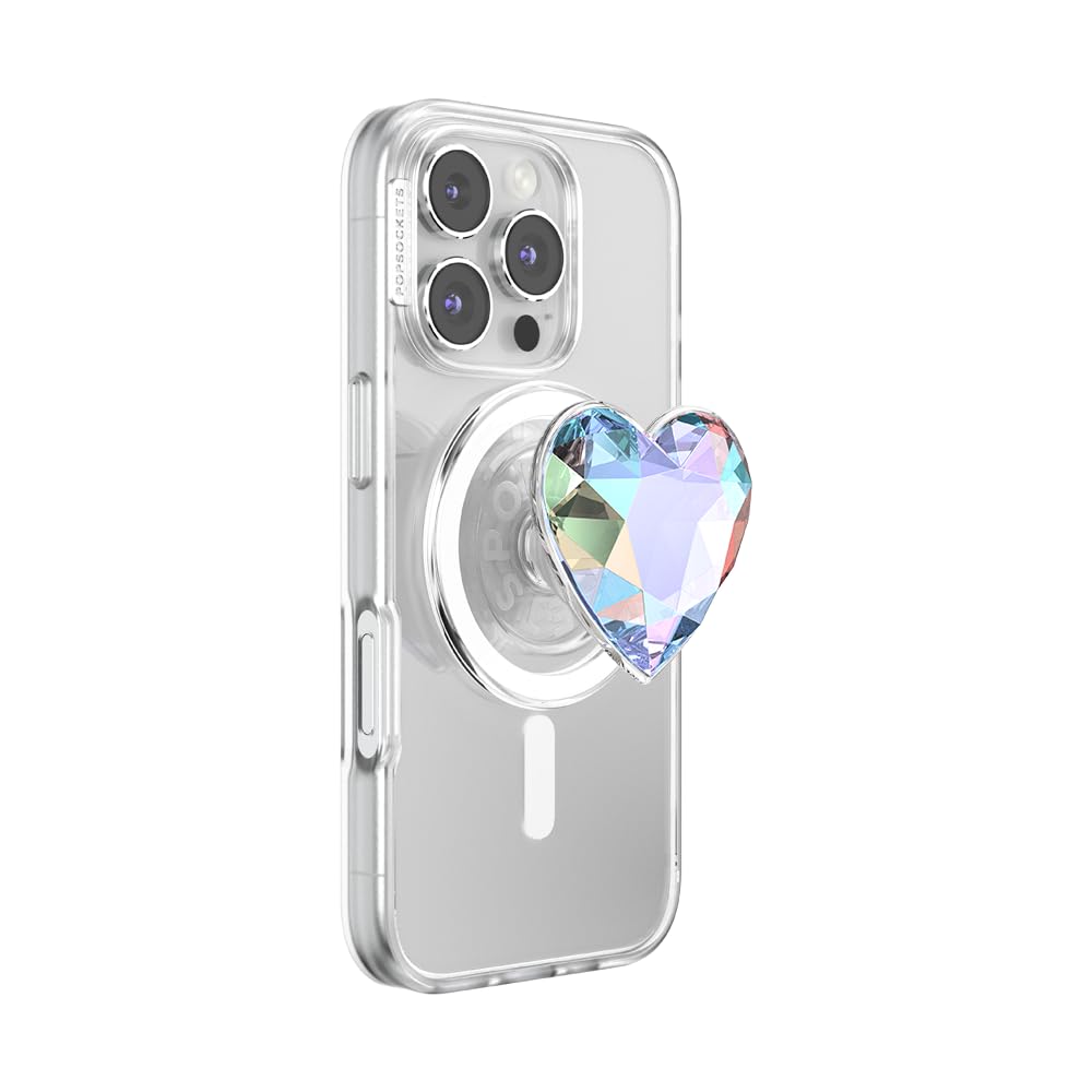 PopSockets Phone Grip for MagSafe, Magnetic Holder, Phone Stand, Heart - Dichroic Heart