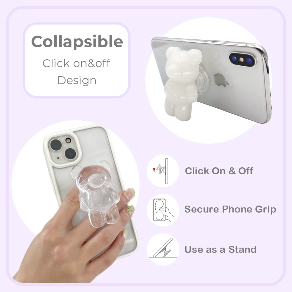 On The Grip Magnetic 3D Gummy Bear Style Expandable Collapsible Mobile Phone Grip Stand Holder for Smartphone Tablet Cell Phone Accessory (Matte Holographic)