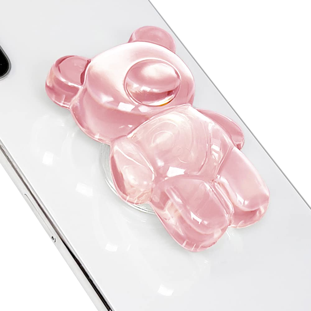 On The Grip Magnetic 3D Gummy Bear Style Expandable Collapsible Mobile Phone Grip Stand Holder for Smartphone Tablet Cell Phone Accessory (Matte Holographic)
