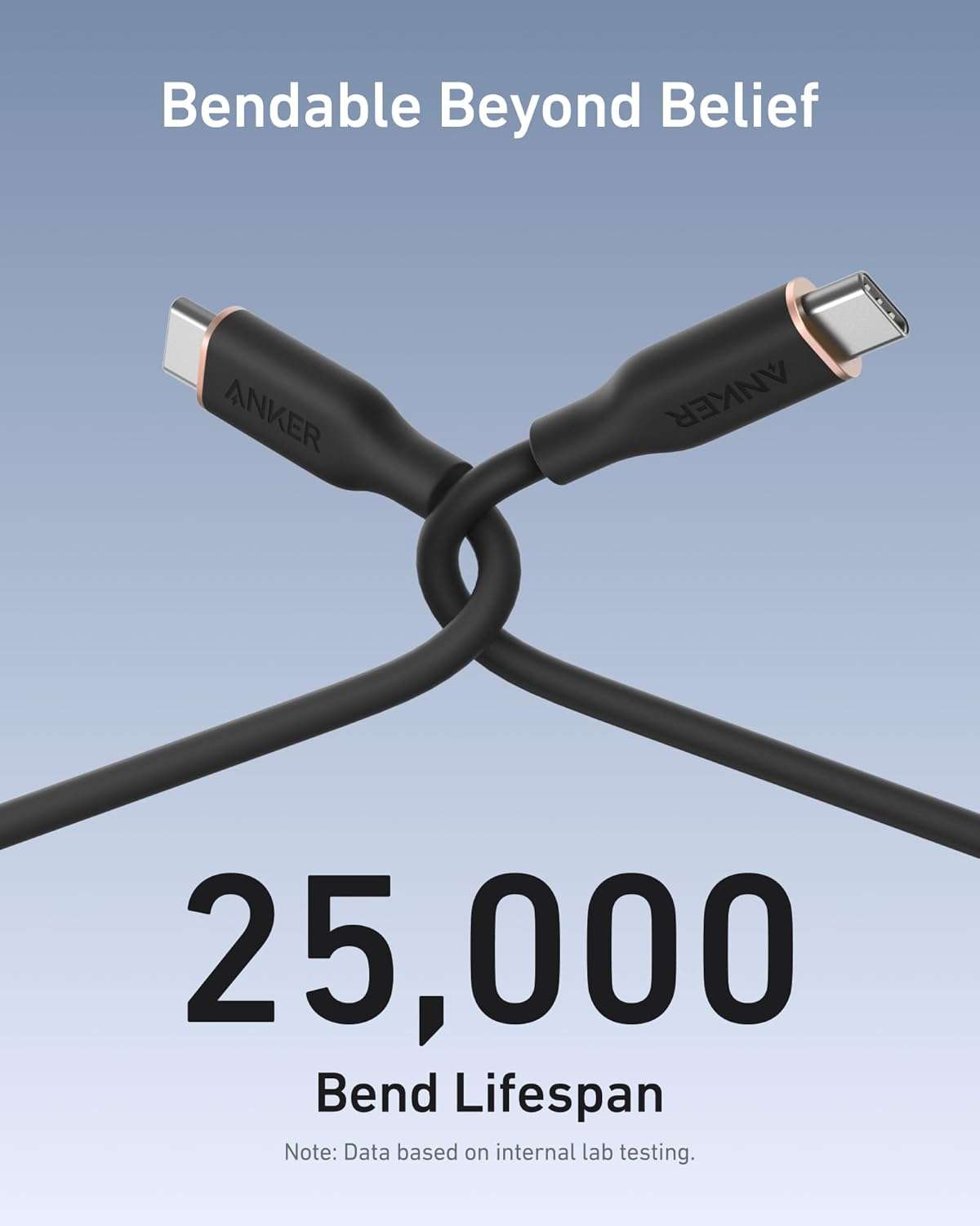 Anker 643 USB-C to USB-C Cable with soft silicone finish and 100W fast charging capabilities