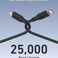 Soft silicone USB-C to USB-C cable with 25,000-bend durability and 100W fast charging capability
