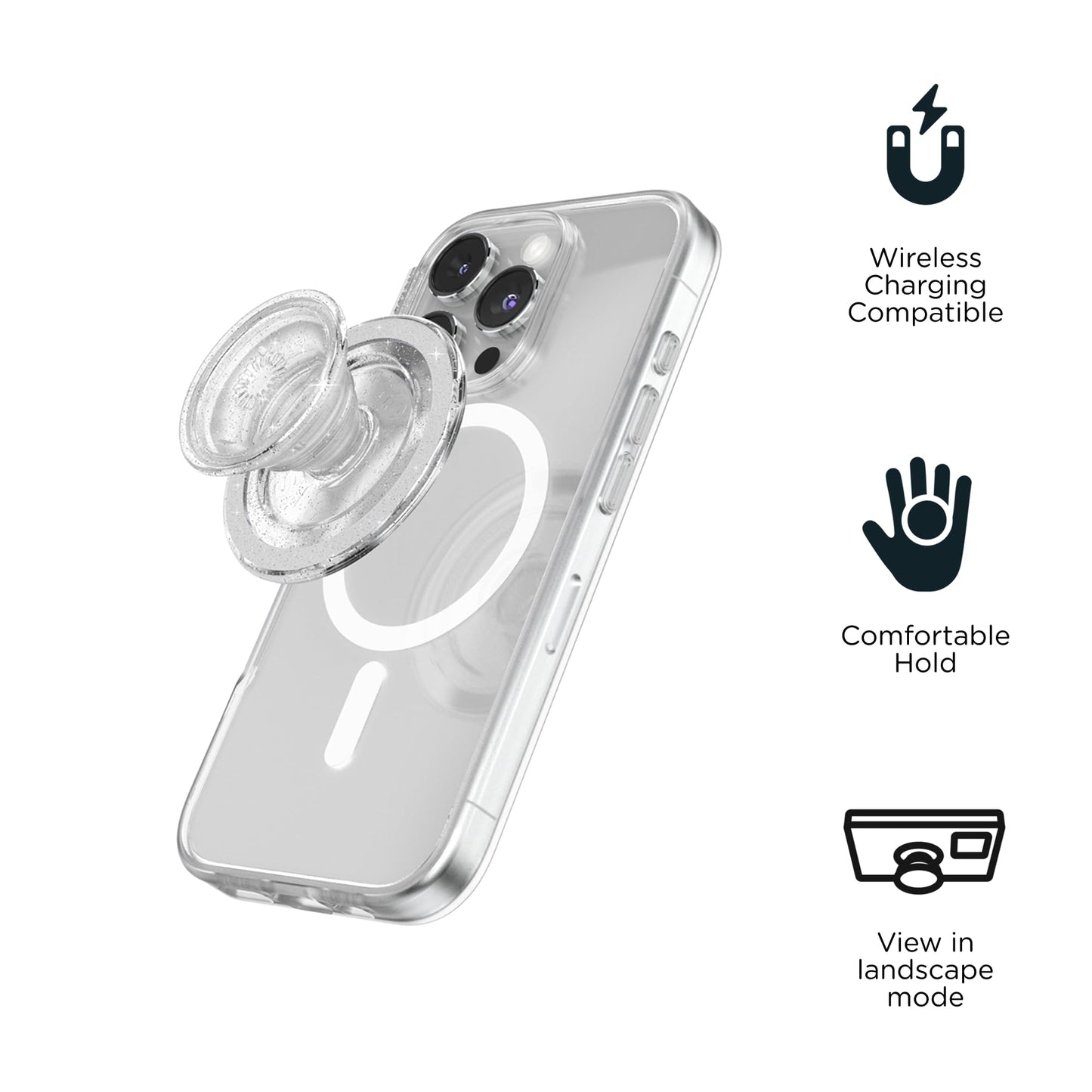 PopSockets Phone Grip for MagSafe, Magnetic Holder, Phone Stand - Black