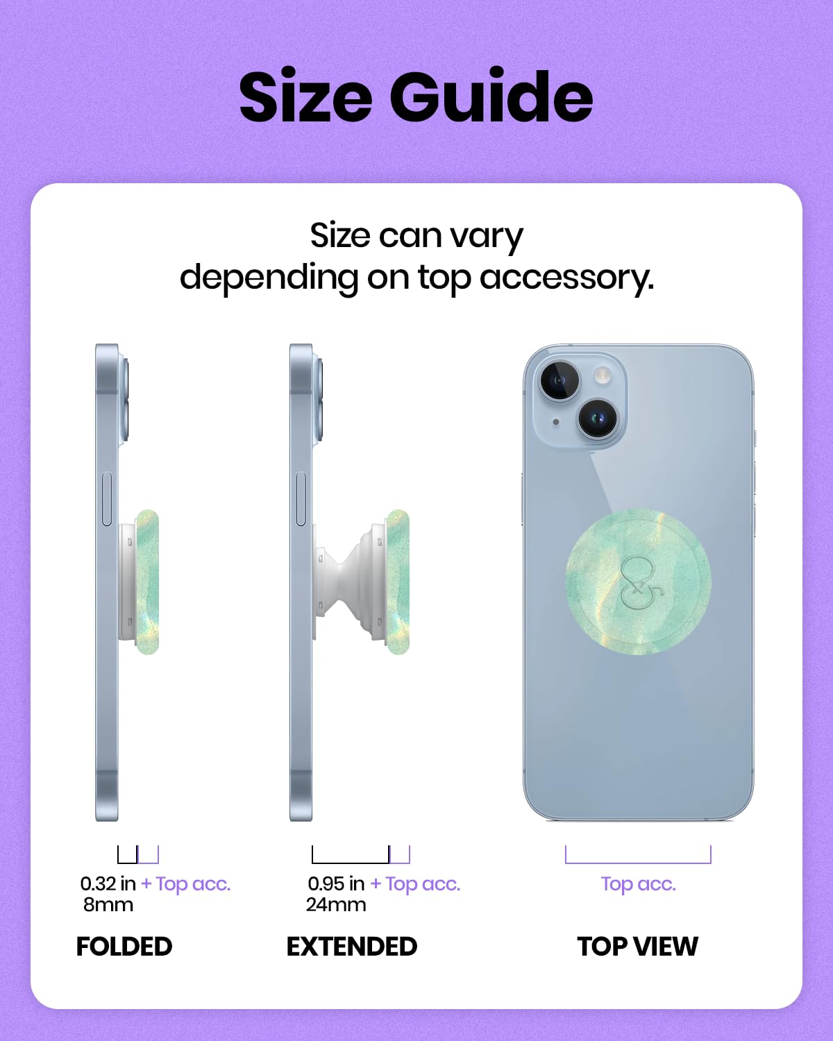 On The Grip Magnetic 3D Gummy Bear Style Expandable Collapsible Mobile Phone Grip Stand Holder for Smartphone Tablet Cell Phone Accessory (Matte Holographic)