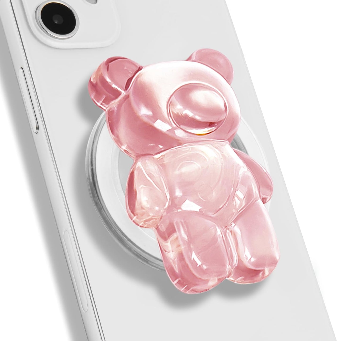On The Grip Magnetic 3D Gummy Bear Style Expandable Collapsible Mobile Phone Grip Stand Holder for Smartphone Tablet Cell Phone Accessory (Matte Holographic)