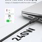 Soft silicone USB-C to USB-C cable with 100W fast charging and 25,000-bend durability