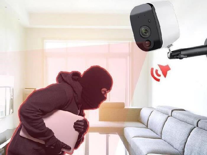 Solar powered wireless surveillance camera with 1080P, PIR motion detection, and smartphone app support