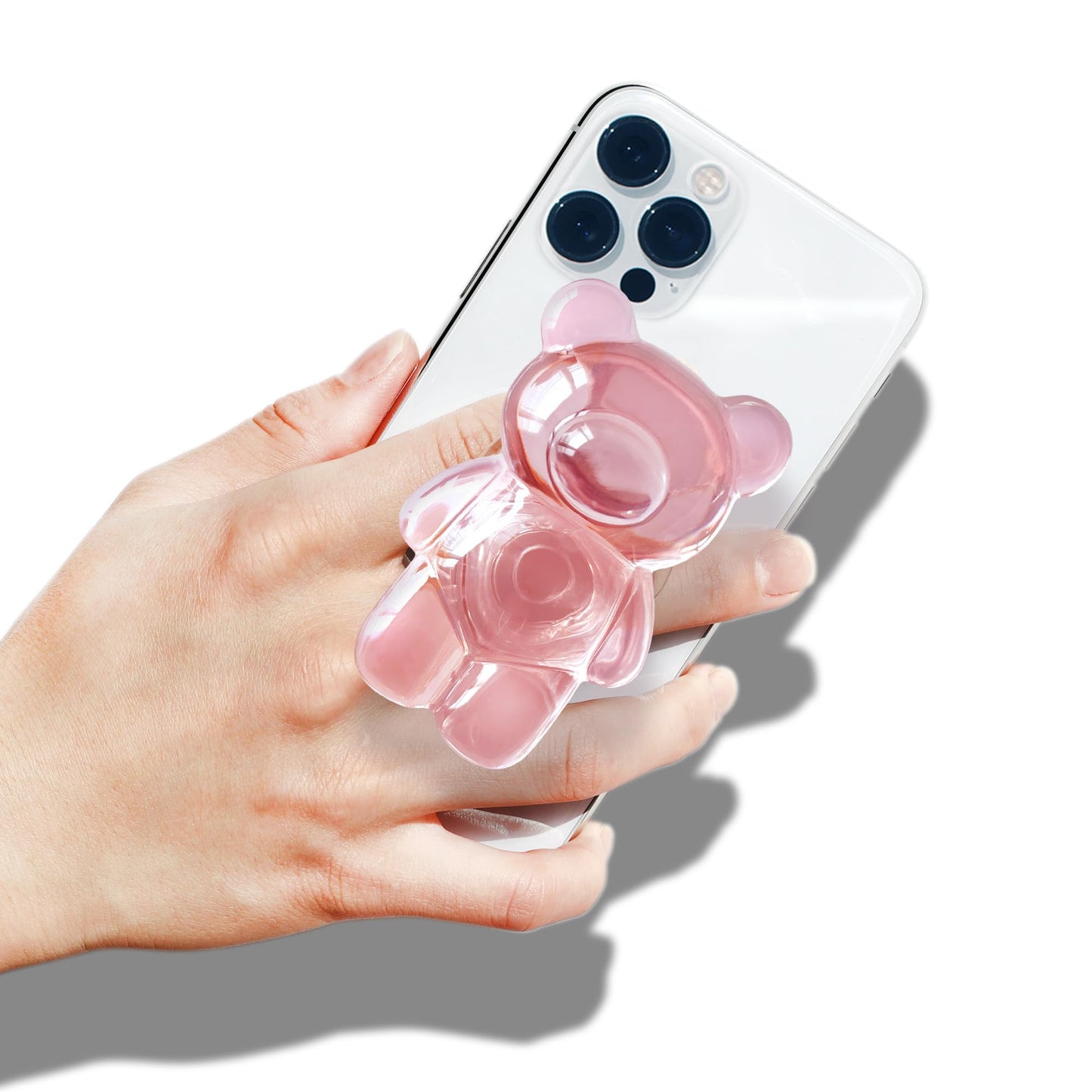 On The Grip Magnetic 3D Gummy Bear Style Expandable Collapsible Mobile Phone Grip Stand Holder for Smartphone Tablet Cell Phone Accessory (Matte Holographic)