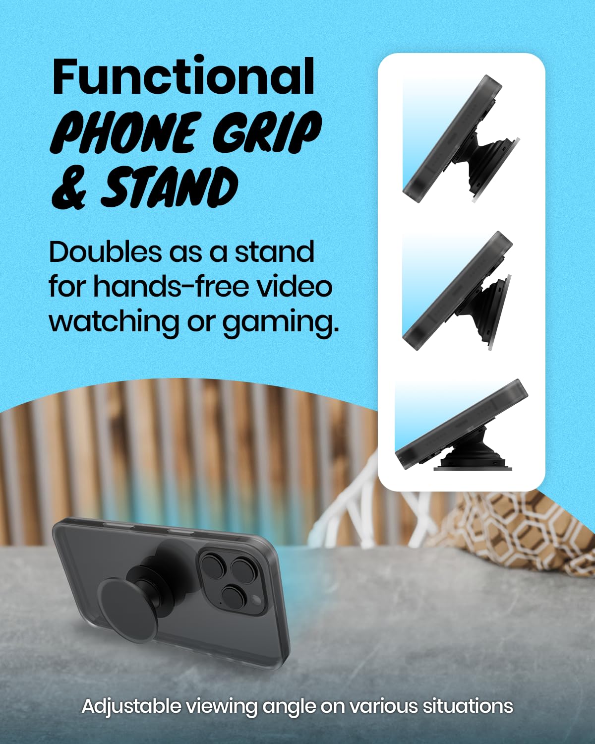 On The Grip Magnetic 3D Gummy Bear Style Expandable Collapsible Mobile Phone Grip Stand Holder for Smartphone Tablet Cell Phone Accessory (Matte Holographic)