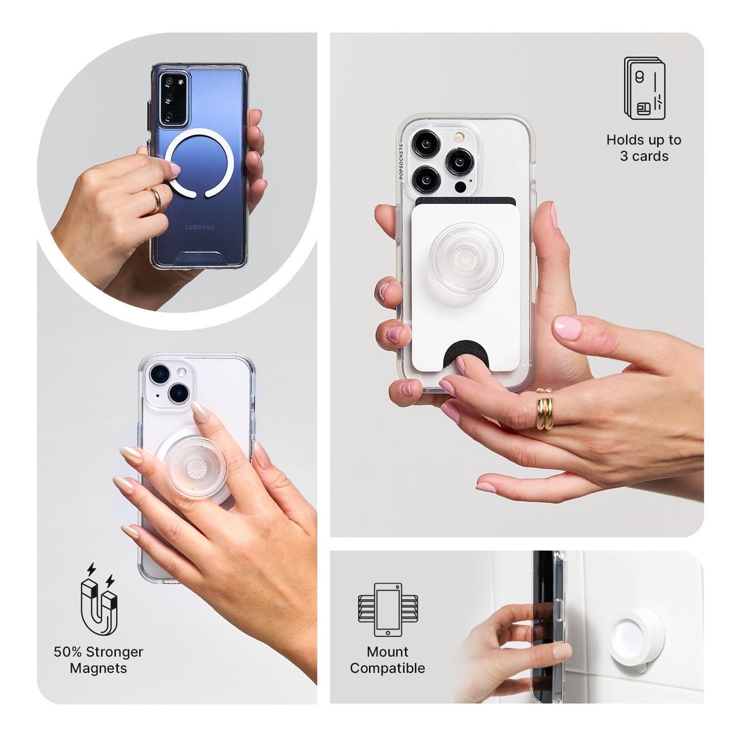 PopSockets Phone Grip for MagSafe, Magnetic Holder, Phone Stand - Black