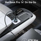 Compact Anker Car Charger 67W with dual USB-C and USB-A ports for simultaneous device charging