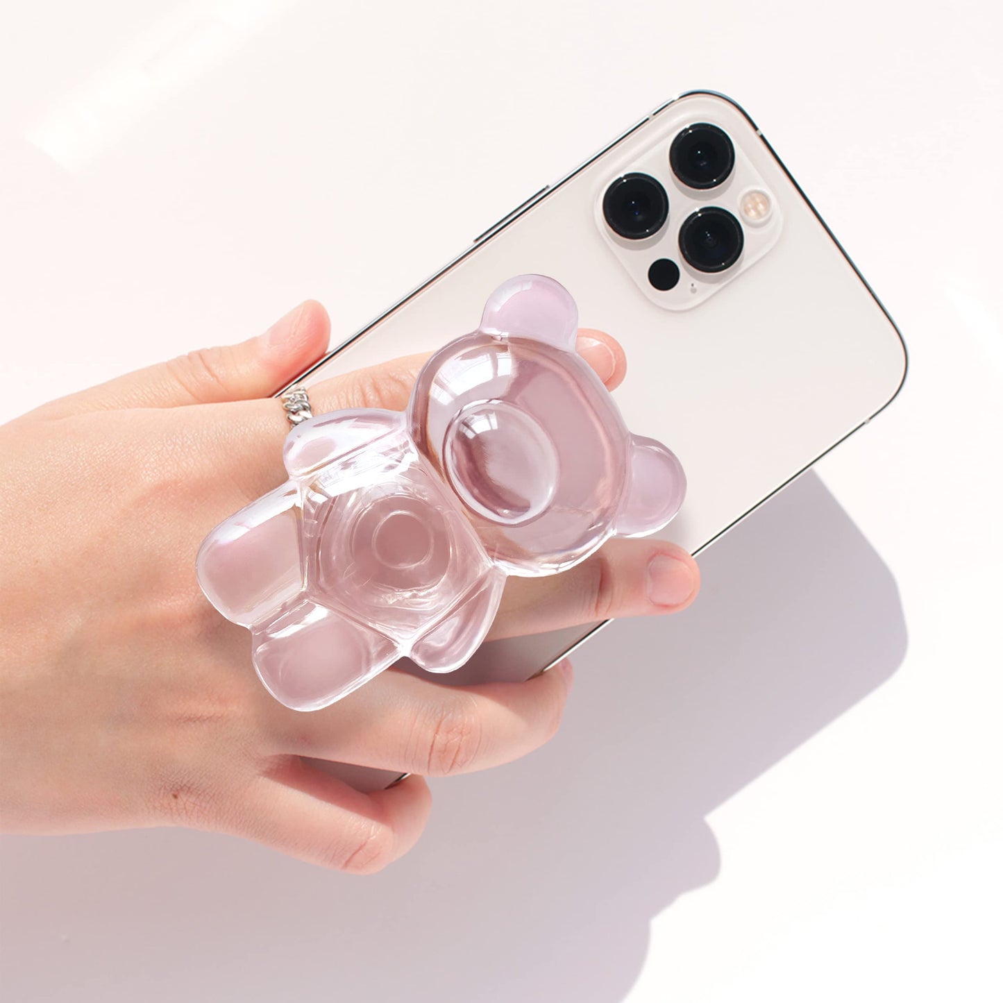 On The Grip Magnetic 3D Gummy Bear Style Expandable Collapsible Mobile Phone Grip Stand Holder for Smartphone Tablet Cell Phone Accessory (Matte Holographic)