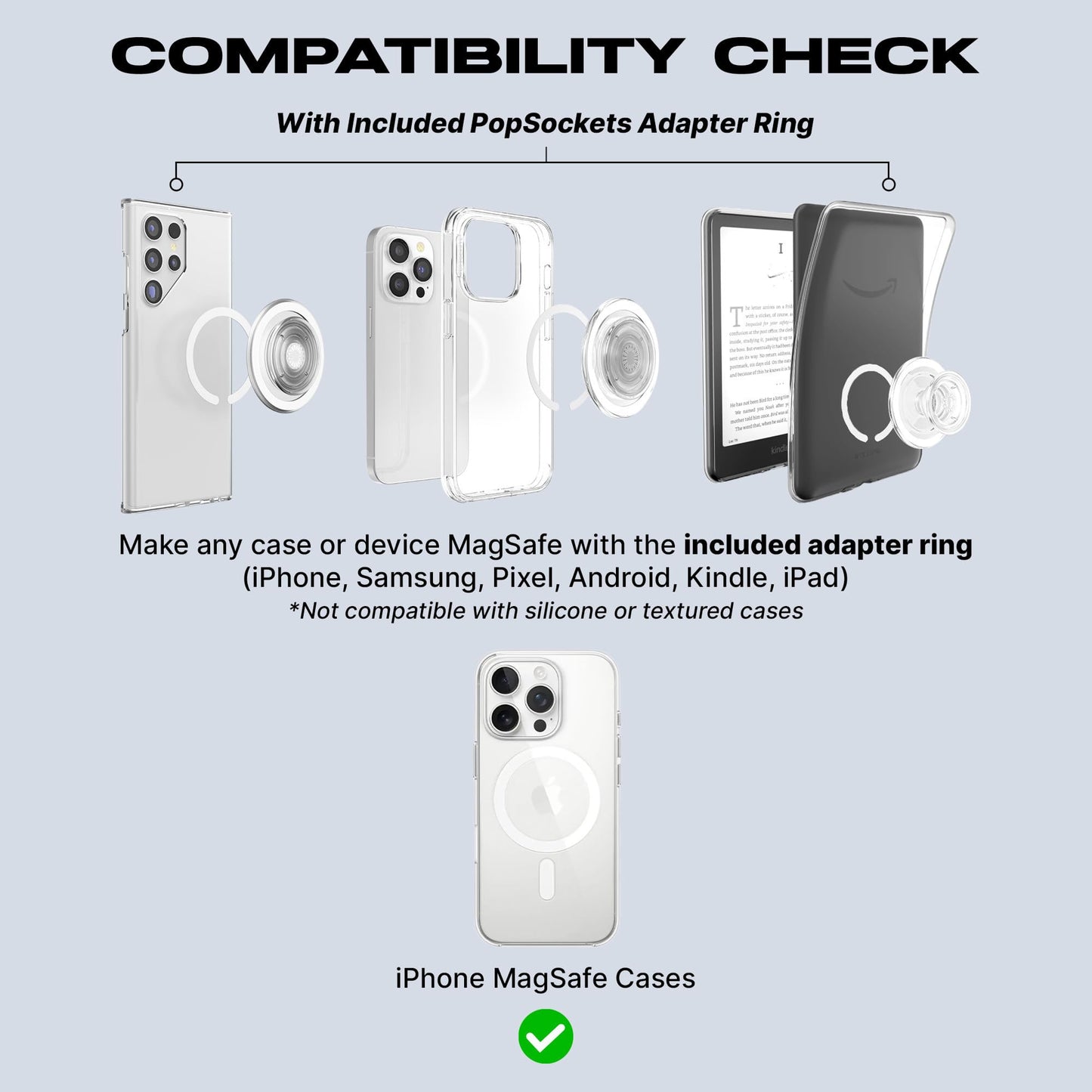 PopSockets Phone Grip for MagSafe, Magnetic Holder, Phone Stand - Black