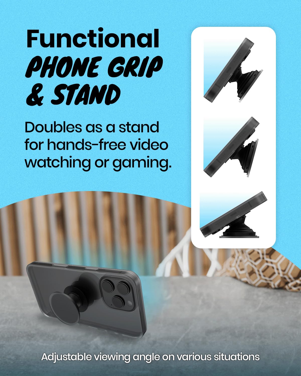 On The Grip Magnetic 3D Gummy Bear Style Expandable Collapsible Mobile Phone Grip Stand Holder for Smartphone Tablet Cell Phone Accessory (Matte Holographic)