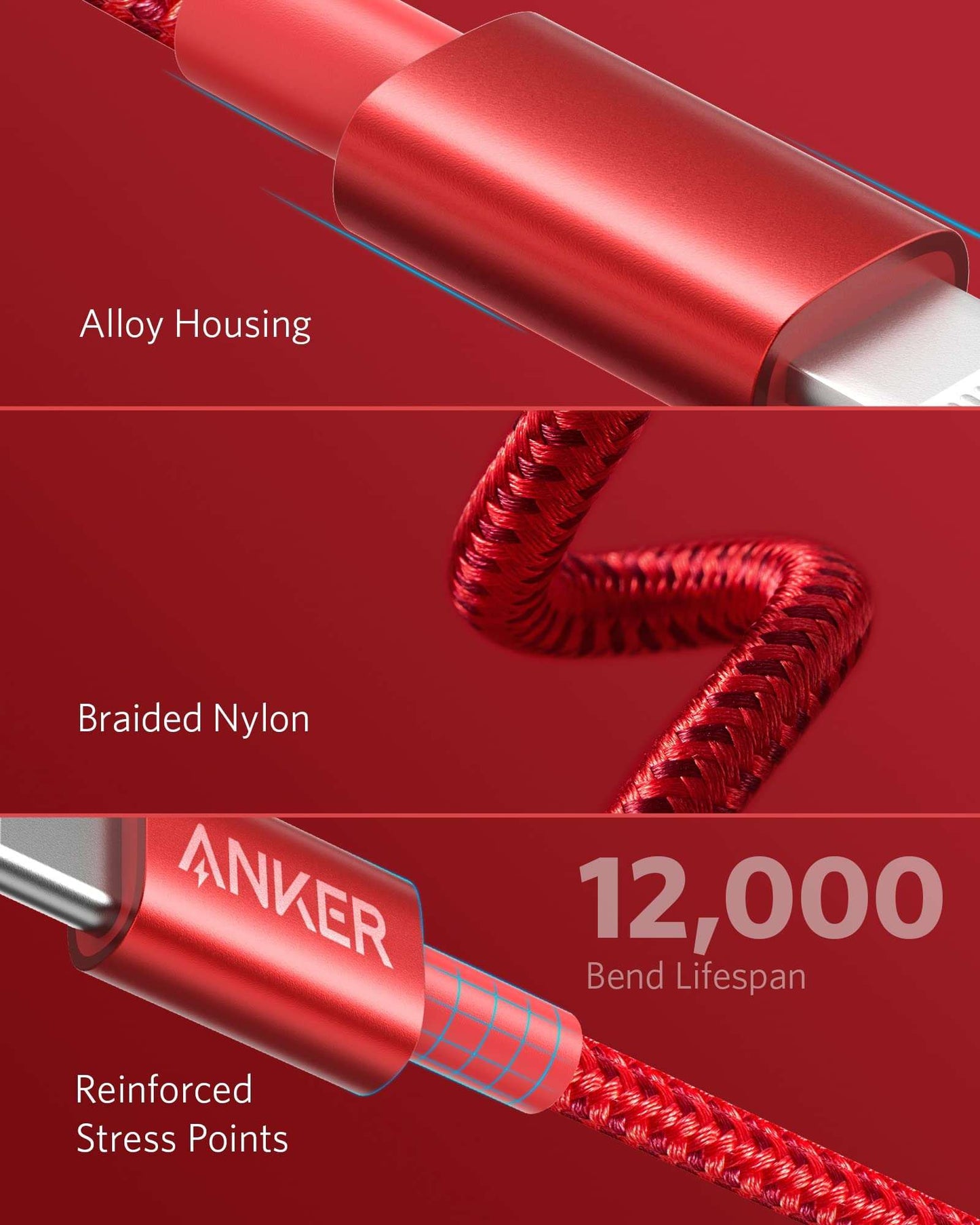 Anker USB-C to Lightning Cable with high-speed charging and durable nylon exterior