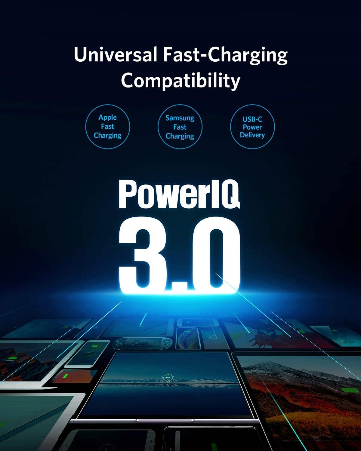 Duo USB-C car charger with dual ports, compact design, and PowerIQ 3.0 for fast charging multiple devices safely in car.