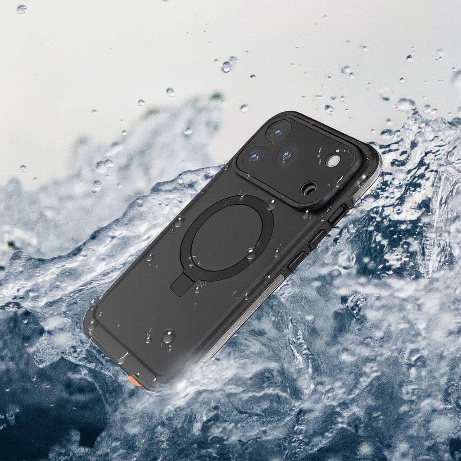 iPhone 17 Pro Max Waterproof Case with built-in kickstand and screen protector