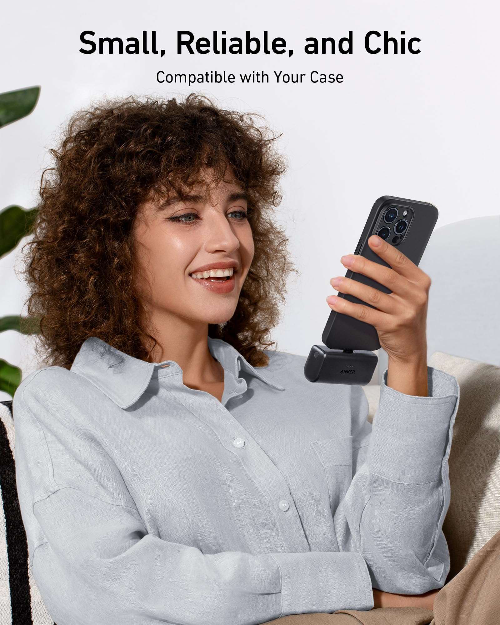 Anker Nano Power Bank with two USB-C ports, foldable USB-C connector, 22.5W high-speed charging, and 5000mAh capacity
