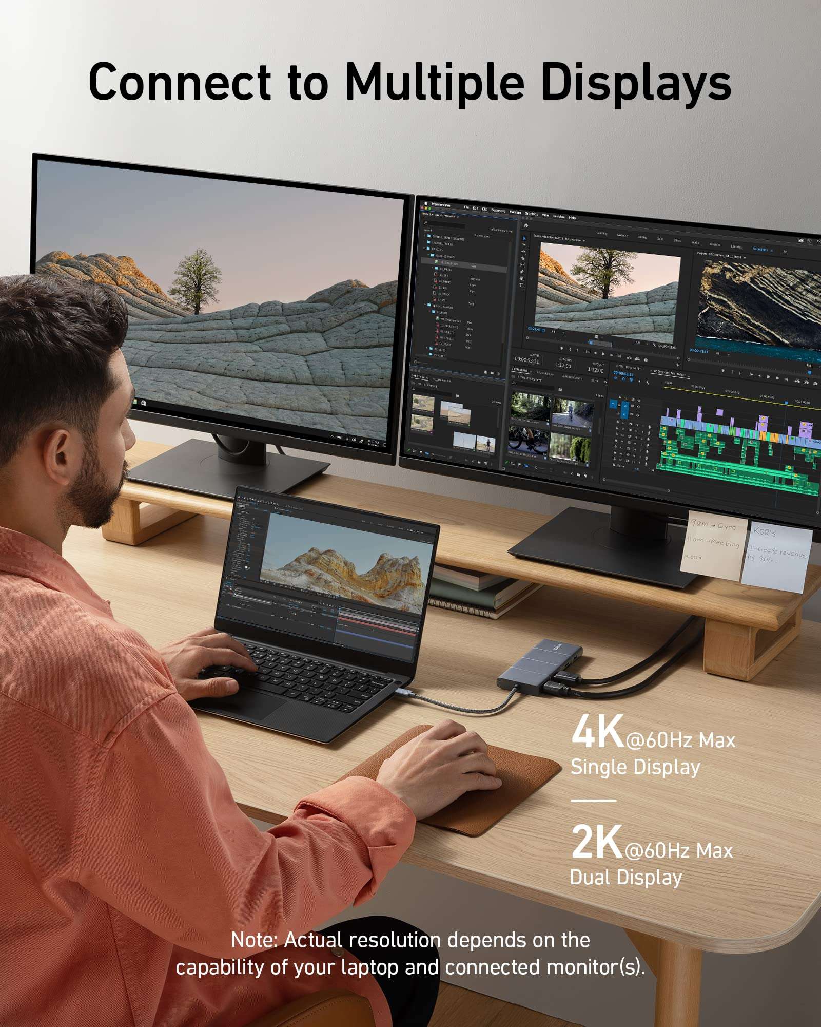 Anker 11-in-1 USB-C Hub with multiple ports including HDMI, DisplayPort, USB-A, Ethernet, and SD card slots for fast data transfer and multi-monitor display.