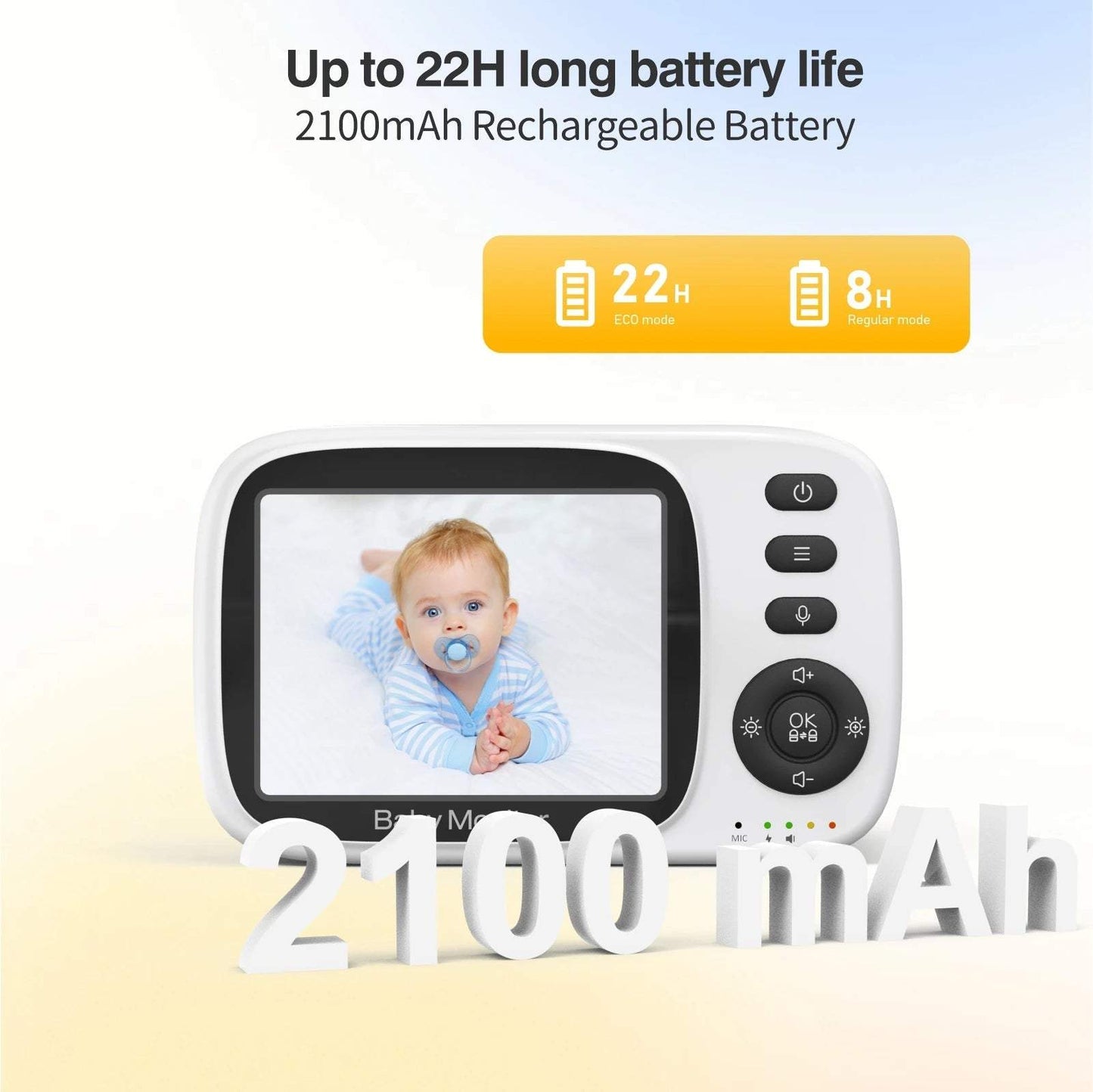 Baby monitor surveillance camera with 3.2-inch screen, two-way audio, night vision, and secure 2.4GHz wireless connection