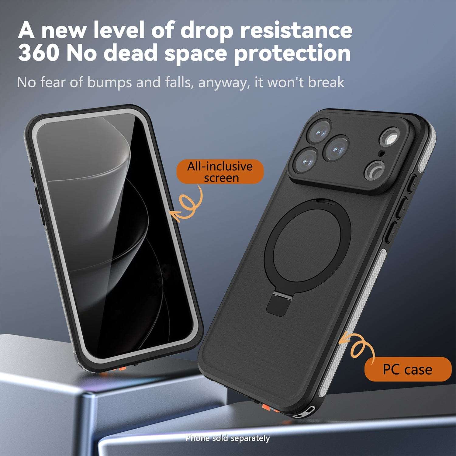SaharaCase Oasis Series iPhone 17 Pro Max Waterproof Case with IP68 rating, built-in MagSafe kickstand, screen protector, and clear design