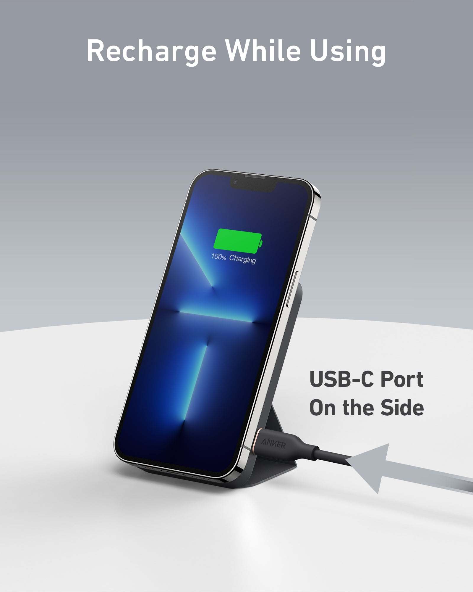 Anker 622 Magnetic Battery with foldable kickstand for iPhone, slim compact design, strong magnetic alignment, USB-C cable included