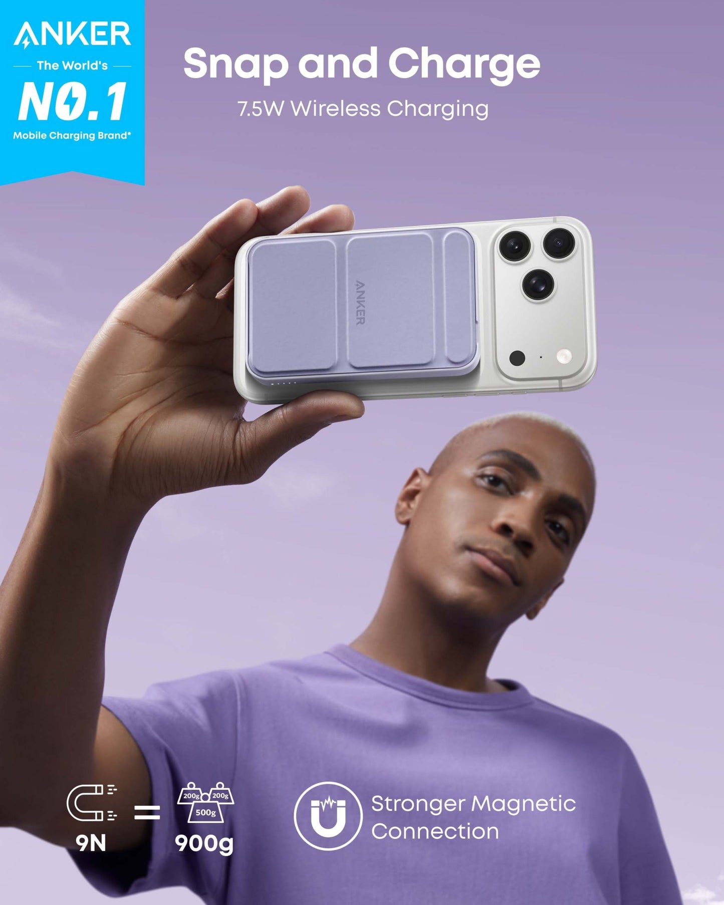 Anker 622 Magnetic Battery with built-in kickstand and slim design for iPhone 14/13/12 charging