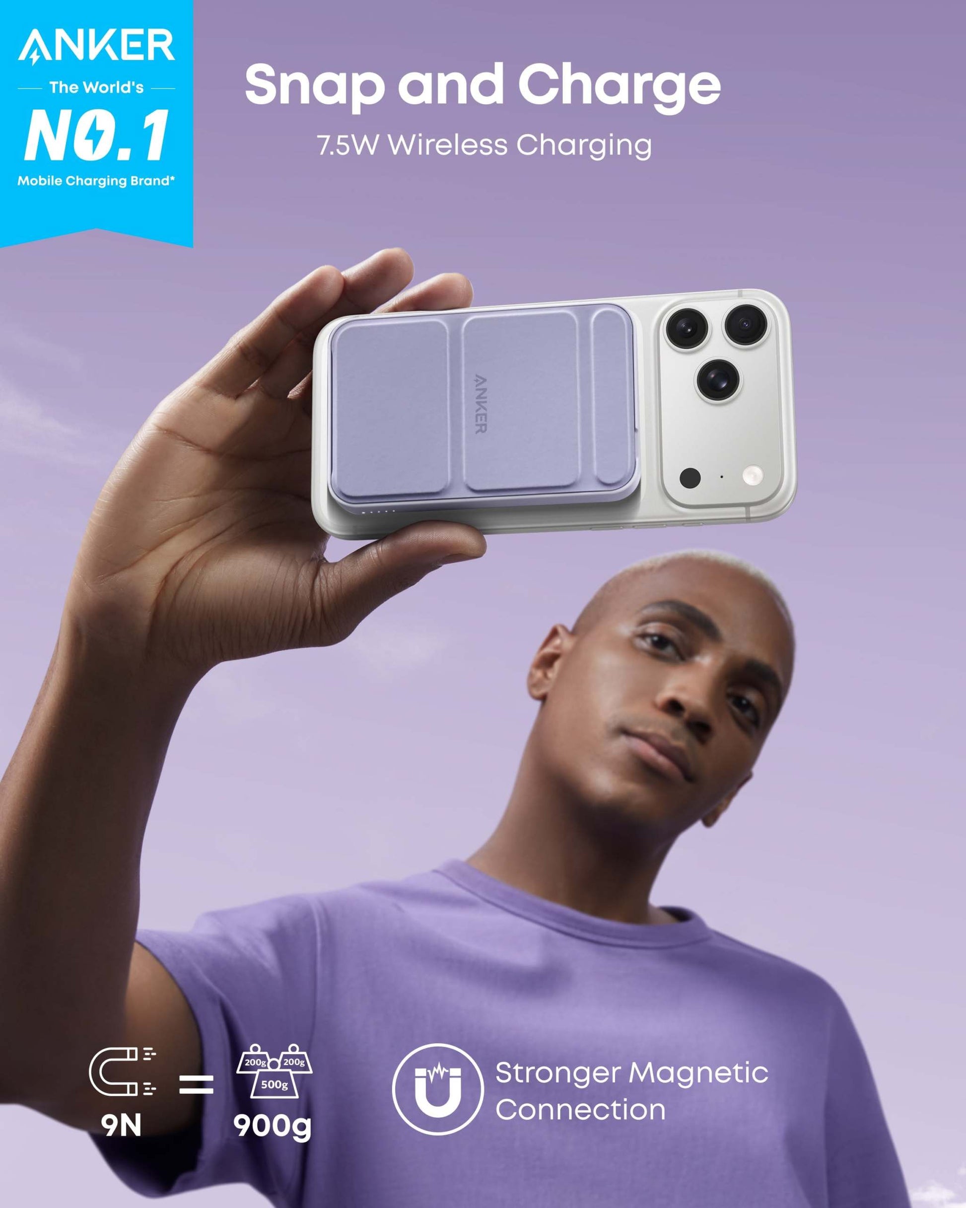 Anker 622 Magnetic Battery with built-in kickstand and slim design for iPhone 14/13/12 charging