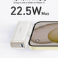 Compact power bank with two USB-C ports and foldable connector for high-speed 22.5W charging