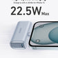 Compact power bank with two USB-C ports and foldable connector for high-speed 22.5W charging