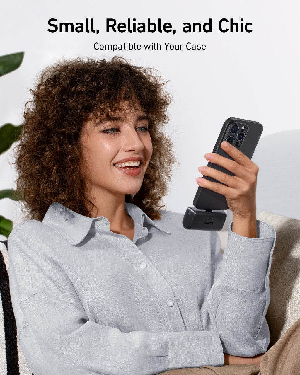 Anker power bank with two-port high-speed USB-C charging and foldable USB-C connector