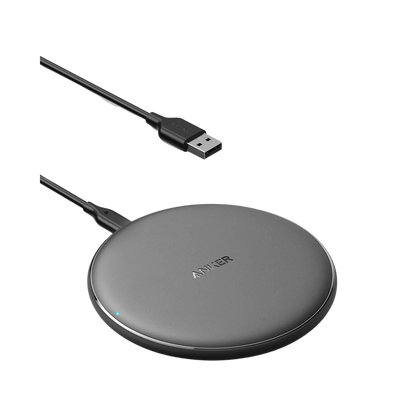 Anker Wireless Charger Pad with 10W fast charging and universal compatibility for phones and earbuds