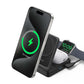 Foldable 3-in-1 wireless charging station with 15W fast charging for iPhone, AirPods, and Apple Watch