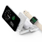 Compact foldable wireless charging station with 3-in-1 functionality for iPhone, AirPods, and Apple Watch