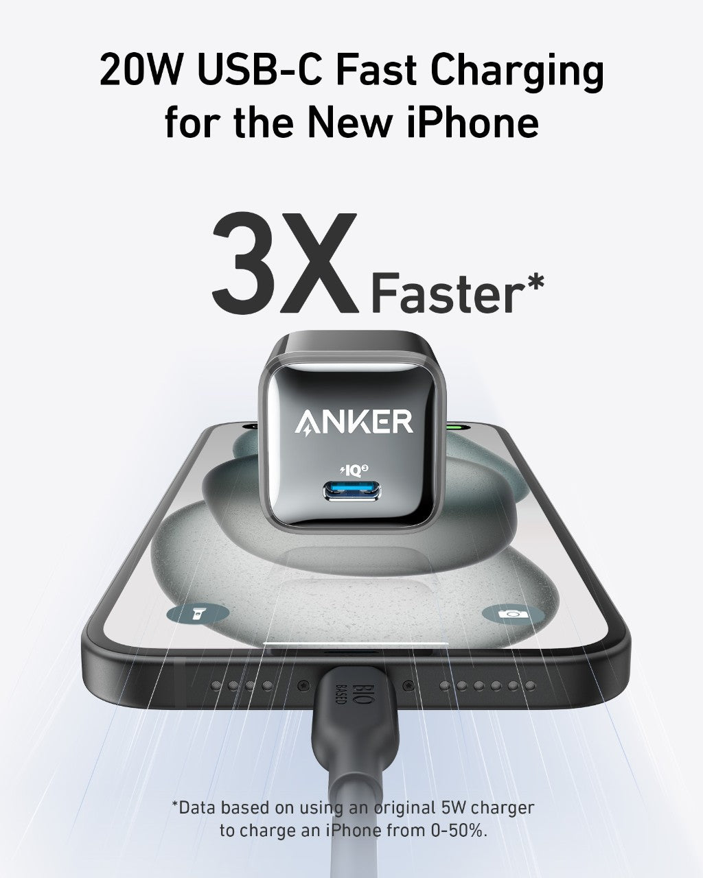 Compact Nano Charger 20W USB-C fast charging for iPhone 14 with safety features