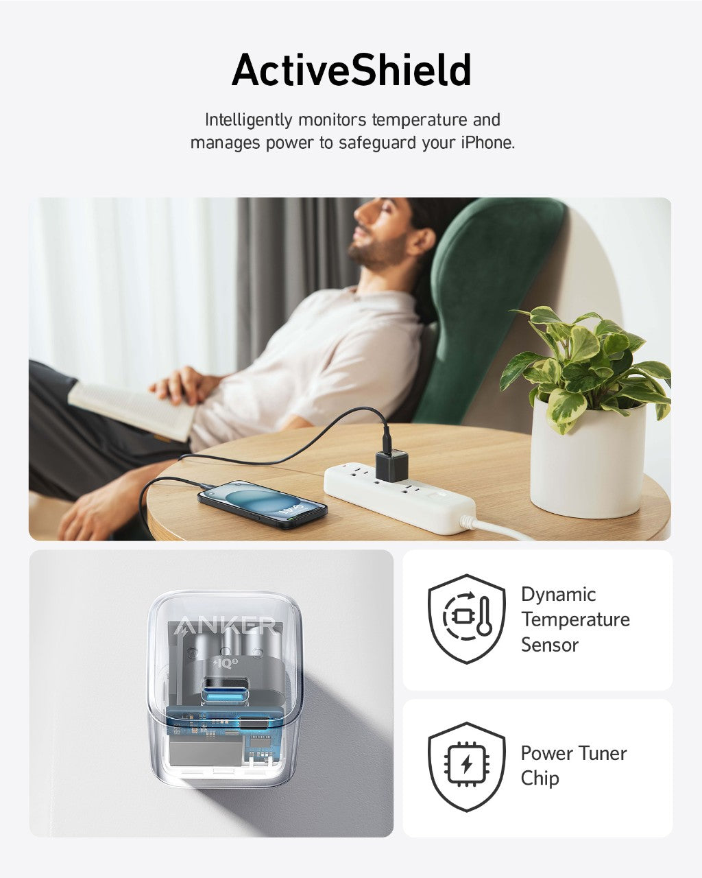 Compact 20W Nano Charger with fast USB-C charging and advanced safety features