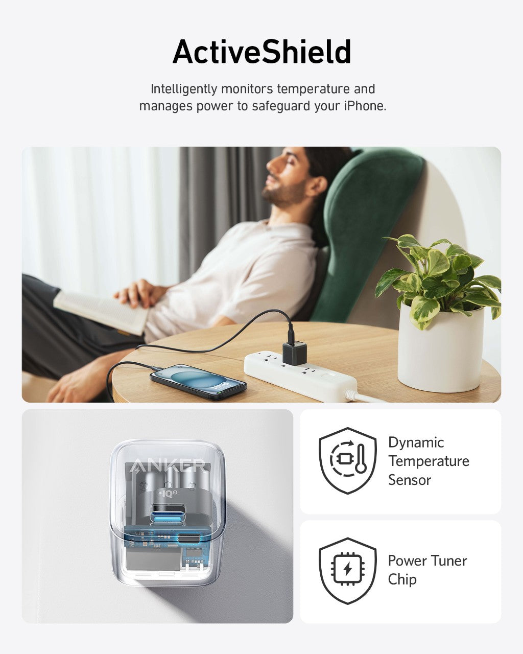 Compact 20W Nano Charger with USB-C fast charging for iPhone, advanced safety features, and six color options