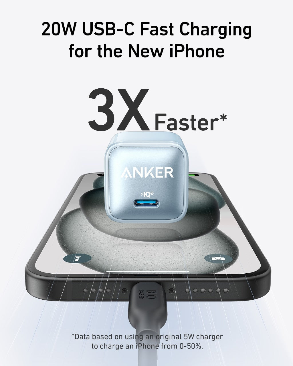Compact Nano Charger 20W USB-C fast charger with advanced safety features and multiple color options